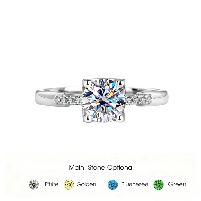Straight arm micro inlaid bull head moissanite ring for women fashionable simple s925 sterling silver inlaid 1CT moissanite diamond ring luxury jewe