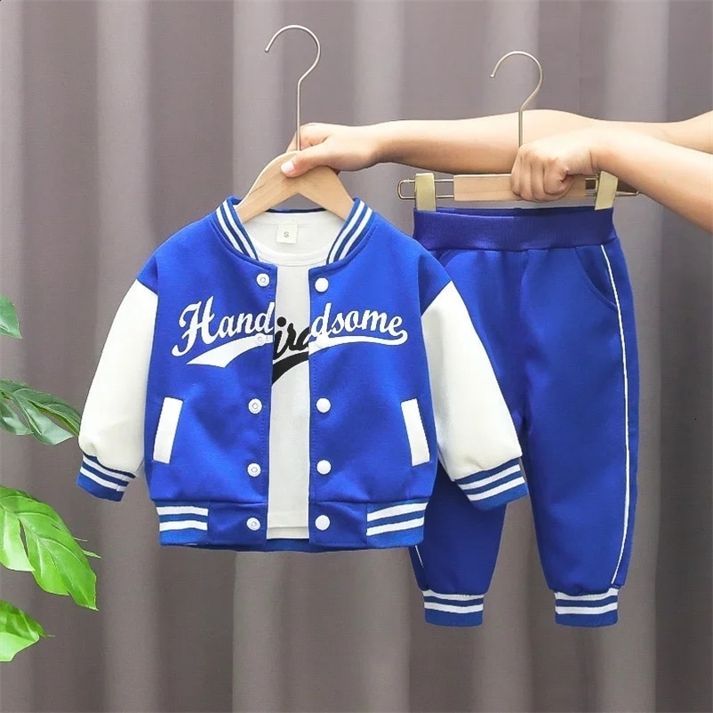 childrens baseball costume set boys and girls casual sports suit jacket and pants three color spring and autumn thin baby track and field suit se-image-1098668284