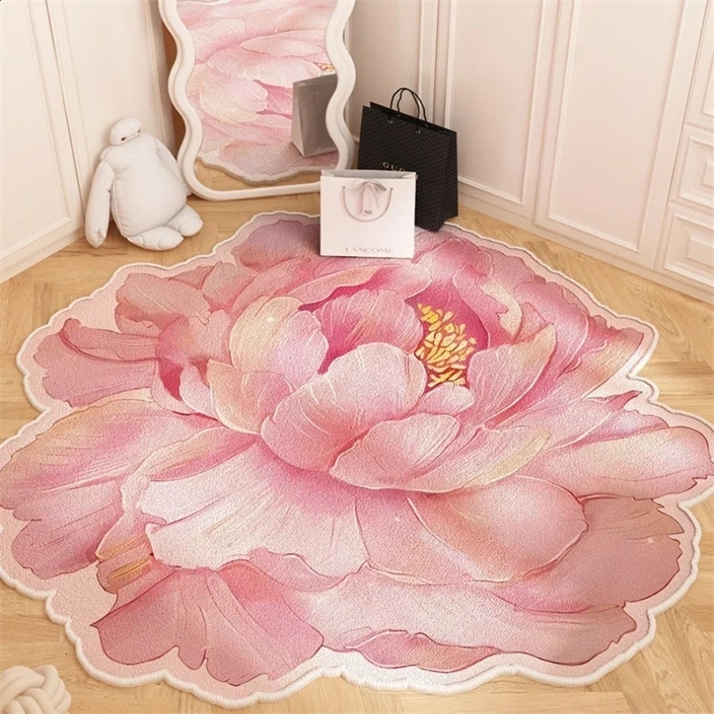 Floral shaped wardrobe floor mat large area carpet bedroom thick dress carpet Nordic living room decoration plush carpet 241017 M260207-image-1094512925