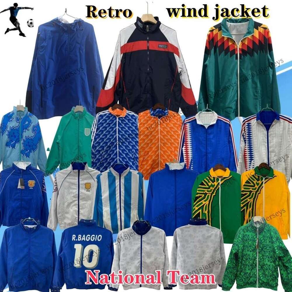 Équipe nationale rétro Windbreaker 1986 88 94 95 99 ANGLANDEJACKET Jerseys 1994 1995 86 de Ar uk gb it wind veste classique jersey vintage deux f