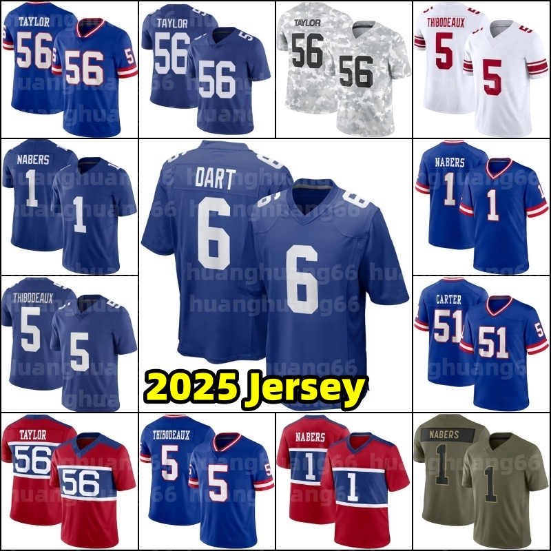Jaxson Dart 1 Malik Nabers Abdul Carter Brian Burns Kayvon Thibodeaux Football Jersey Dexter Lawrence II Taylor Michael Strahan Cam Skattebo Jame-image-999902792