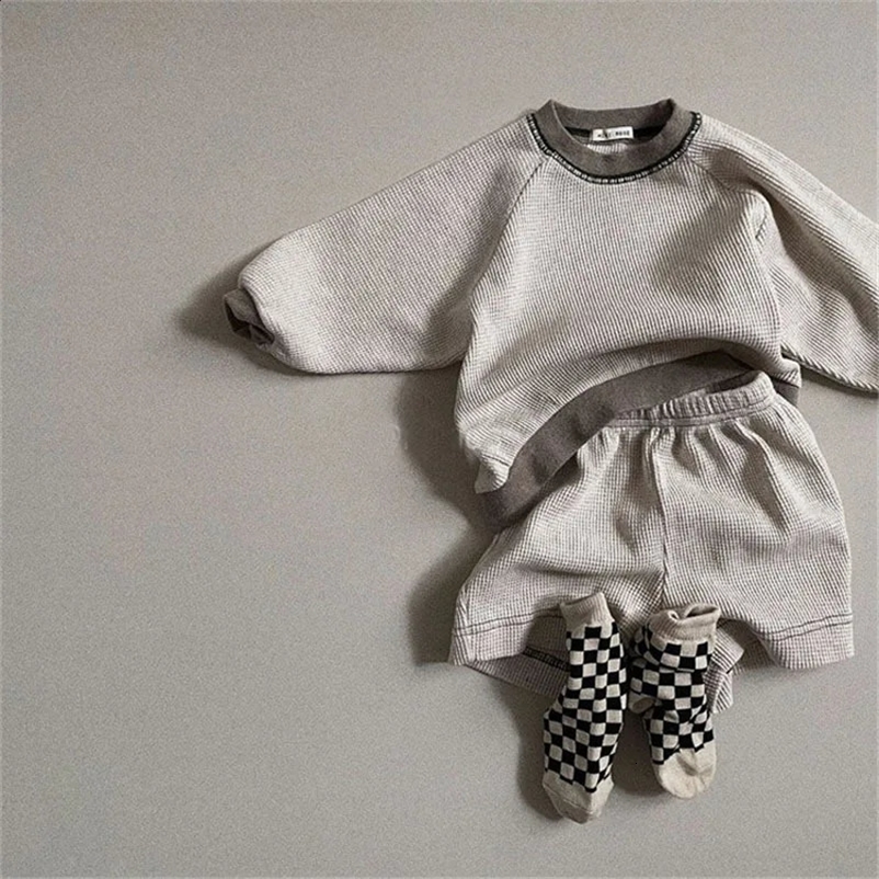 1688C Children Clothing Set Boys Suit Spring Autumn Girls Two Piece Suit Sweater Shorts 0-5Y Kids Suit H251208-image-1087662697
