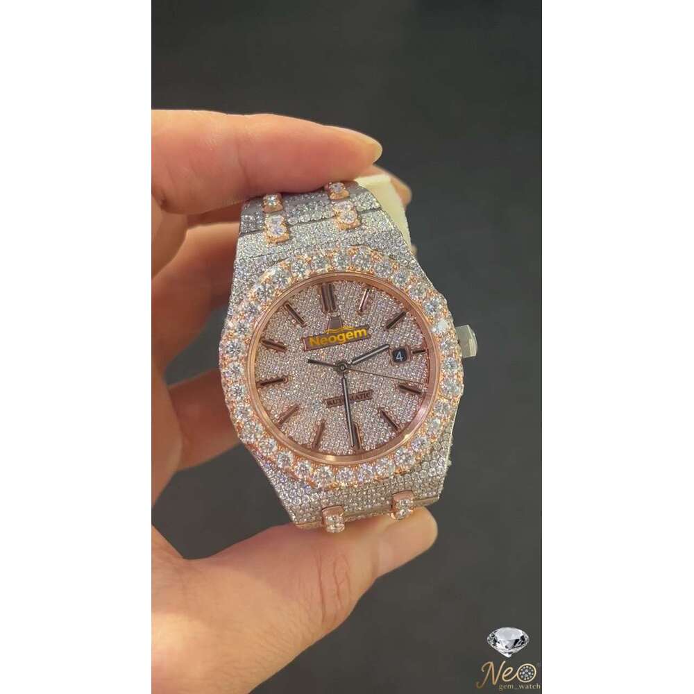 moissanite watch High-quality mens and womens vvs moissanite diamond watch Luxury design Fully Automatic mechanical D color Iced Out VVS Watches Fas