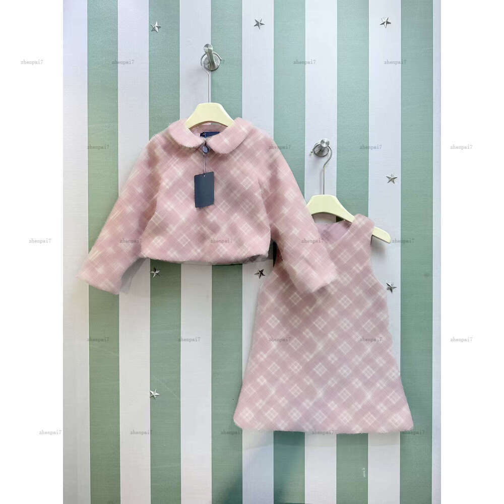 Top girls dress autumn baby skirt suits designer baby clothes doll collar jacket and sleeveless dress A078X03N000-image-1077869916