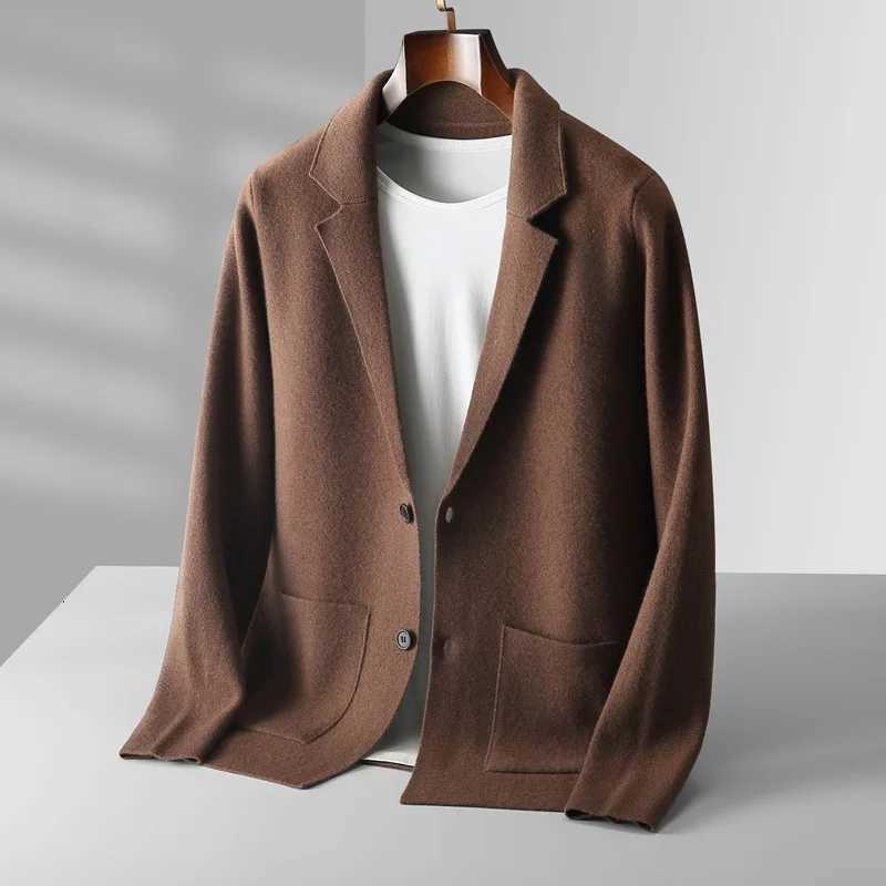 00 Wool Mens Casual Blazer Brand High Quality Sweater Jacket Man Knitted Coat Korean Style Suit Cardigan With Pocket Gray New W250930