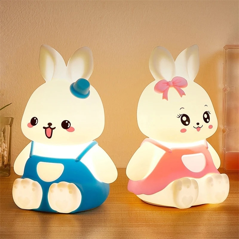 2026 New Cute Kids Night perfume Lights 5 Colour Changing LED Silicone Rabbit Lamp With Batteryfor Christmas Nursery Children Baby cologne Home Deco