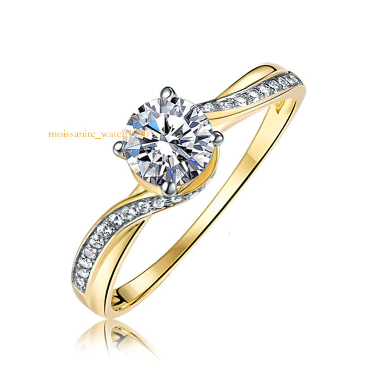 Fashion Anniversary Wedding Engagement Gift Jewelry 9K 10K 14K Pure Gold Promise Dia Ring-image-1086613827