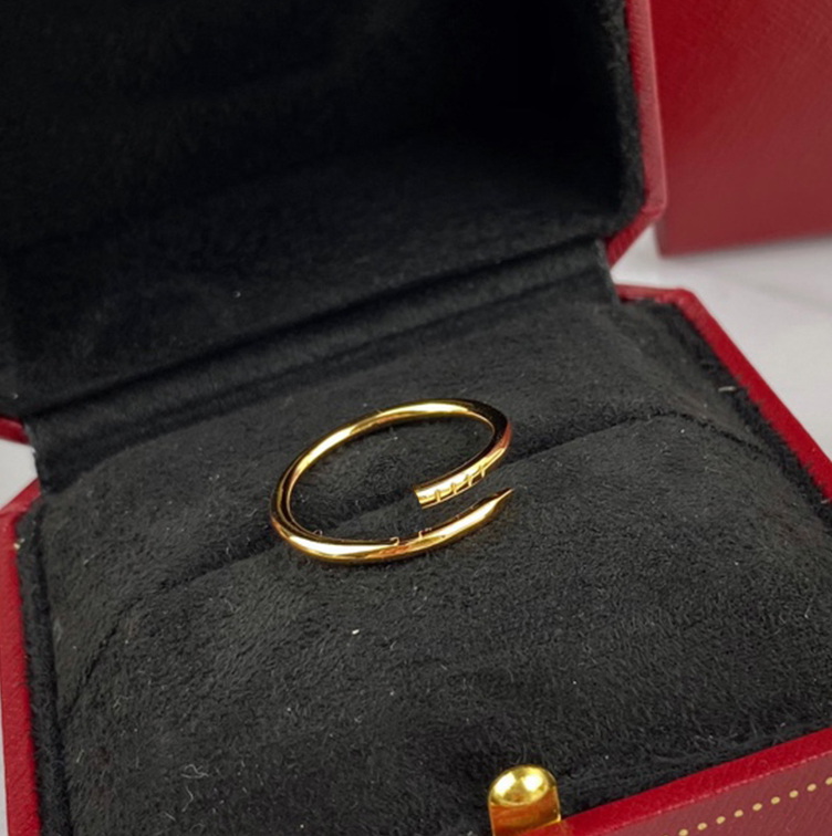 Thin nail ring sterling silver hollow tube material outer layer gold-plated counter quality TOP with box 003