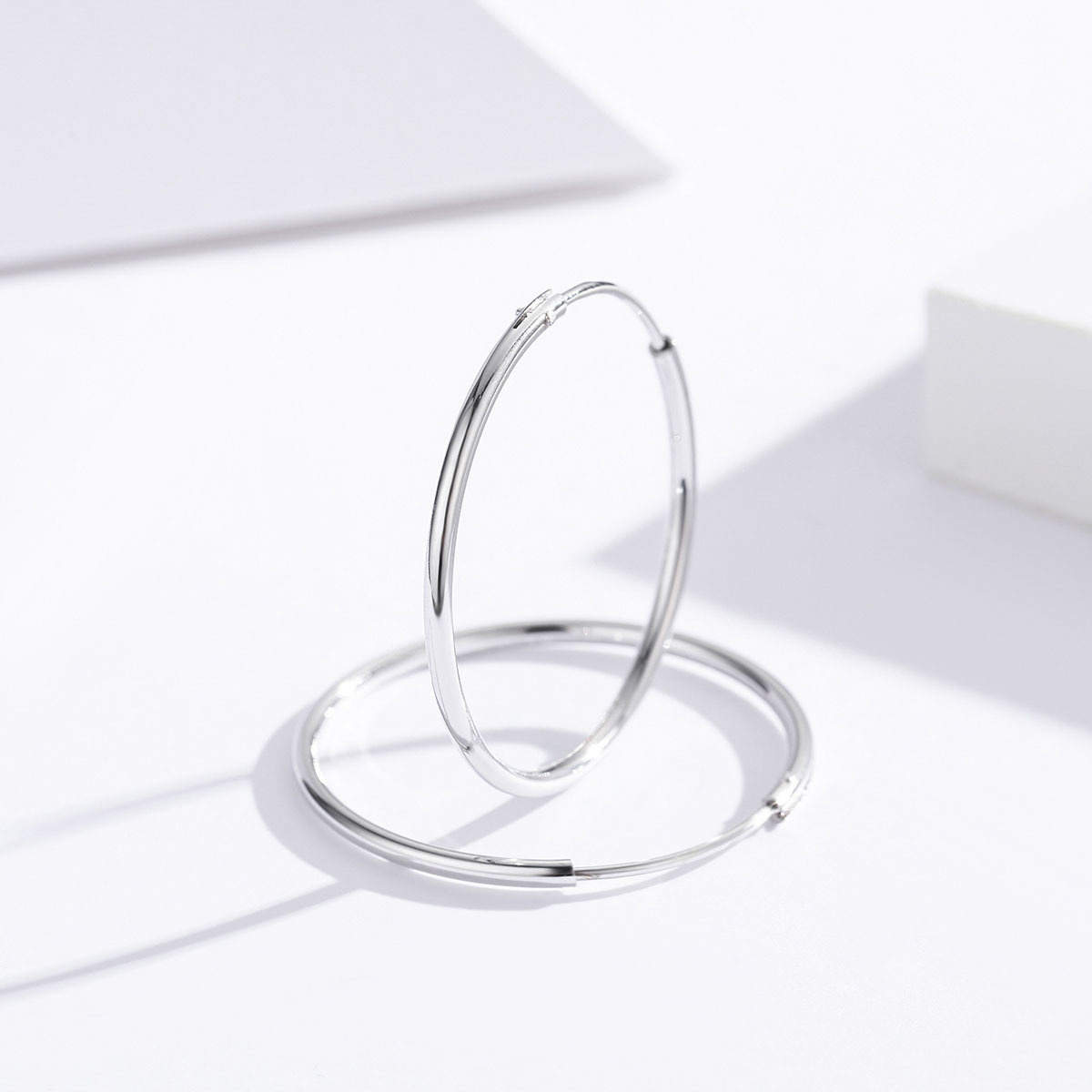 7mm-25mm Real 925 Sterling Silver Rhodium Plated Round Circles Small Endless Hoop Earrings For Women Girls Piercing Jewelry Gift
