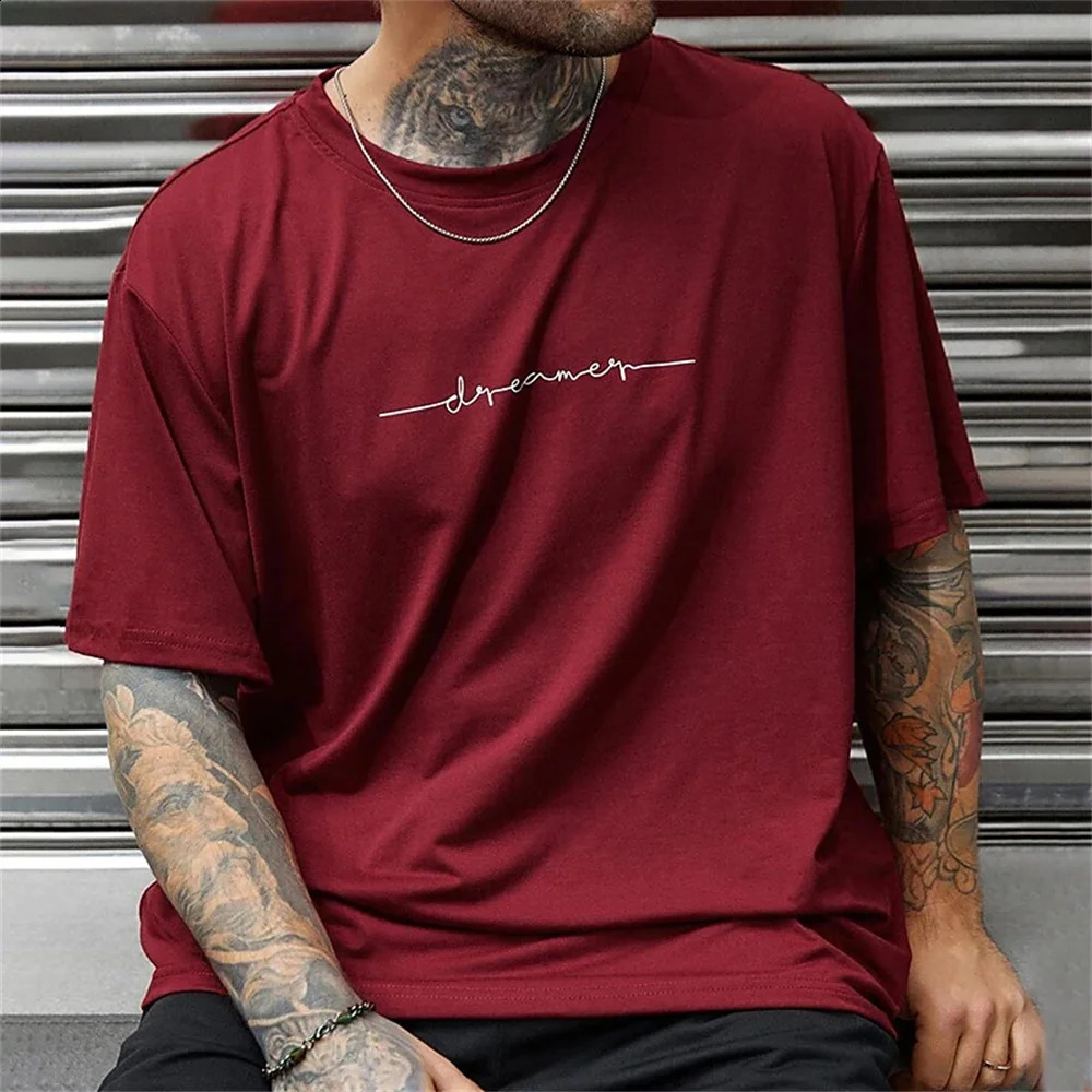 Simple Summer Mens Tshirt Highquality Top Everyday Casual Sports Shirt Trend Clothing Oversized Loose Short Sleeve 241224Z