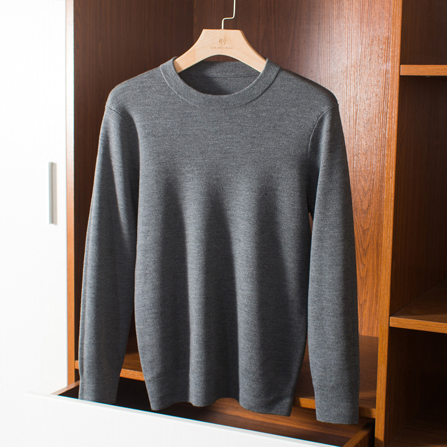 125Men Wool Sweater, Four-pin Thick Warm Round Neck Autumn and Winter Bottoming