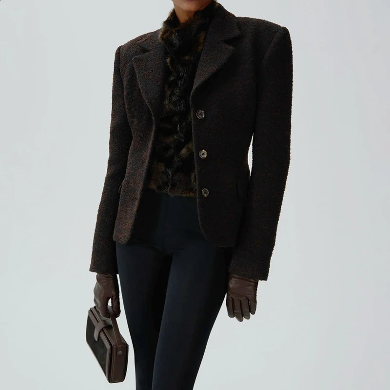 winter womens jackets 2024 outerwears Single breasted slim Womens coats High quality wool blend woolen coat blazer 241231Z