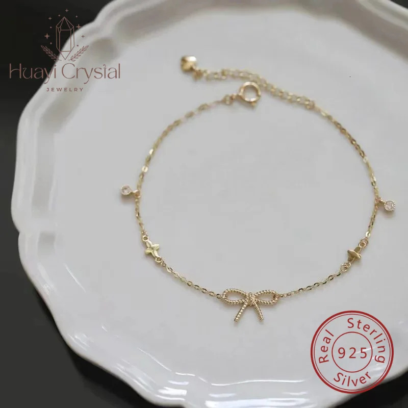 925 sterling silver bow bracelet gold-plated 14K clover thin cross simple Internet celebrity recommendation 250102