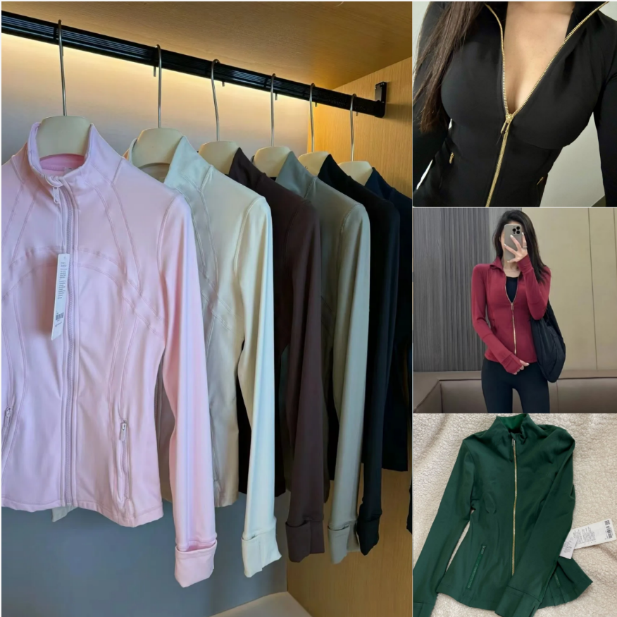 Yoga Jacket Golden zipper Women Define Workout Sport Coat Fitness Jacket Sports Quick Dry Activewear Top Solid Zip Up Sweatshirt Lightweight Runn-image-971496986