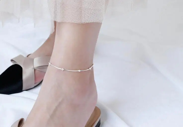 Fashion 925 Sterling Silver Anklet fine Jewelry Korean Foot Chain For Women Girl S925 Silver Ankle Chain Leg Bracelet 241226