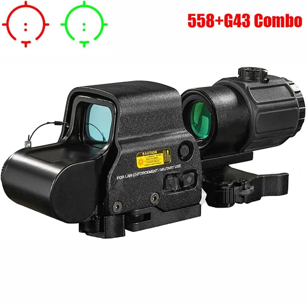 G43 558 Holographic Red Dot Sight combination 558 G33X Sight Magnifier Collimator Sights Reflex with 20mm Holographic Scope Red Illuminated-image-851405135