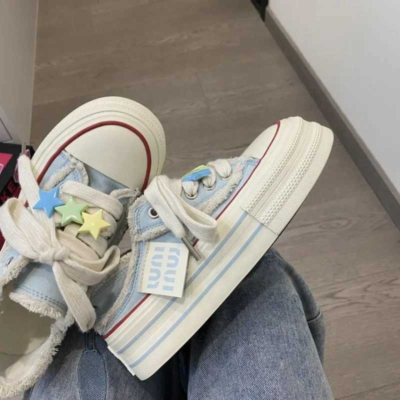 Wen Canvas Platform Sneakers hot New Ins Tide Korean Version Casual Fem White Shoes Lace Up Skateboard Trafza Z250102