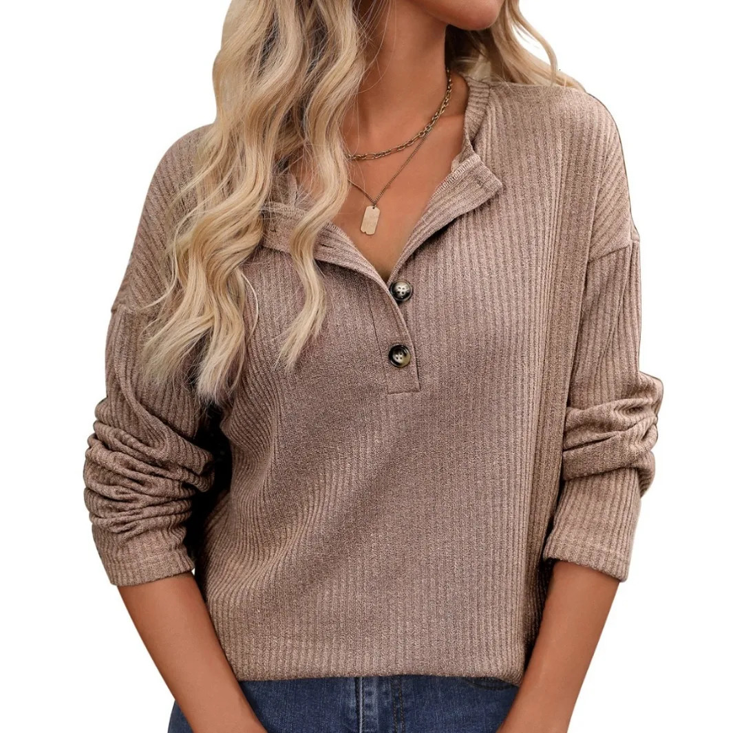 Latest Autumn and Winter Loose Casual Womens Suspender Long Sleeved Womens Fashionable Button Up Long Sleeved Top 250102BJ