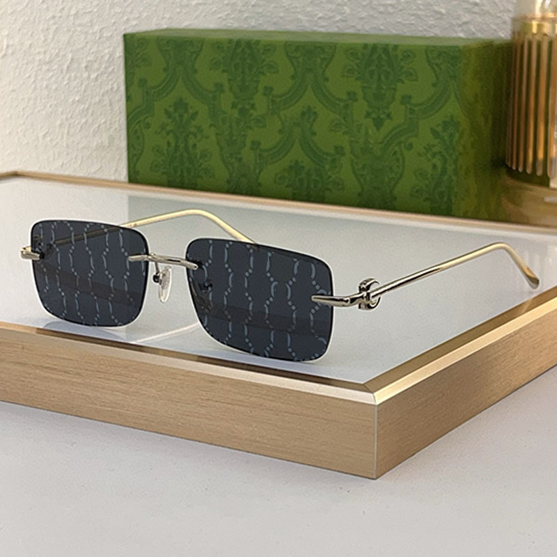 Luxury Metal Rectangular Frame Sunglasses 1703S Strabeless Grey Lens web Match Design Style Womens Mens Classic Casual UV résistant aux UV