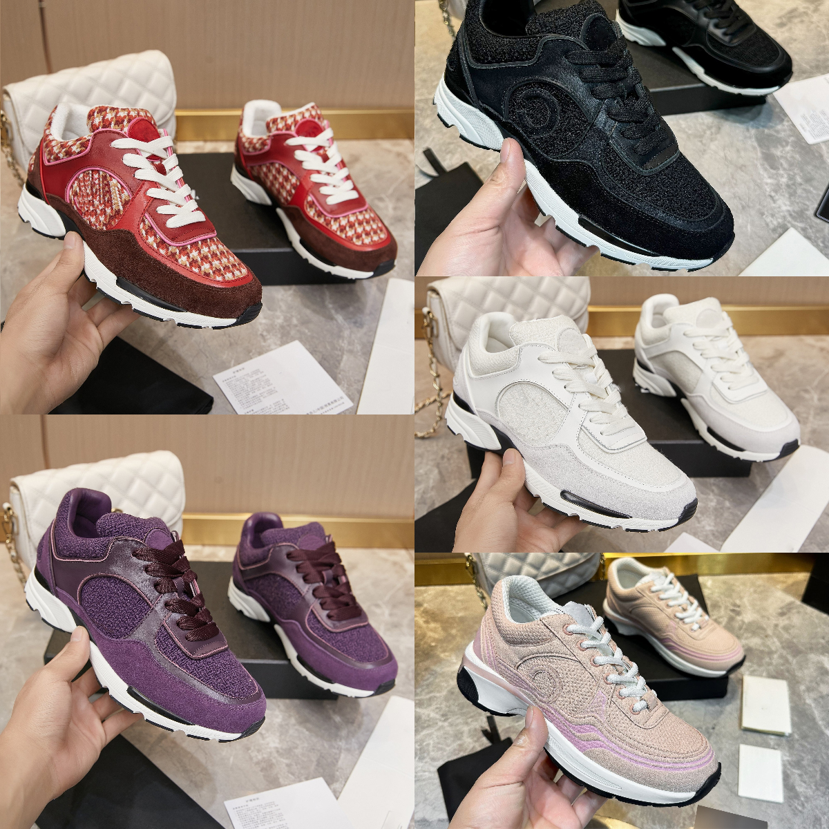 2025 New Fabric Cotton Sneaker Women Designer Trainers Women Sneakers With Houndstooth Men Shoes Outdoor Leather Runner Causal Shoe Valentine's