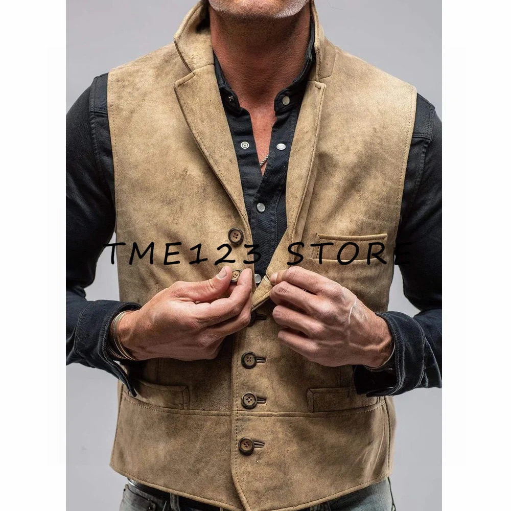 Mens Suede Vest Vneck Single Breasted Fashion Suit Jackets Suits for Wedding Man Dress Cufflinks Male Clothes Vests 241224Z