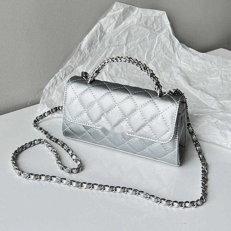 2025--10A Designer Crossbody Bag 18CM Women Metal Handle Shoulder Bag Print Cowhide Matelasse Chain Silver Hardware Coin Purse Shopping Clutch Ca