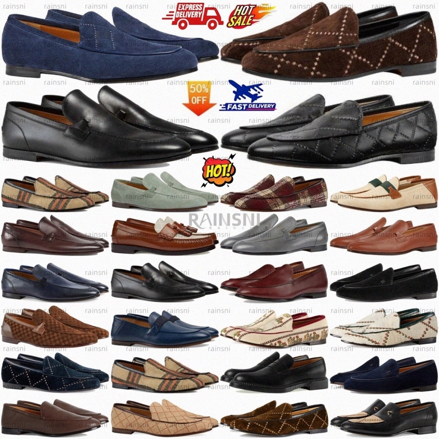 Designer Mens Loafers Dress Shoes quilted Men 100% real leather Platform Authentic cowhide Metal buckle Moccasin Flat Lambskin With Gold Hardware-image-981458359