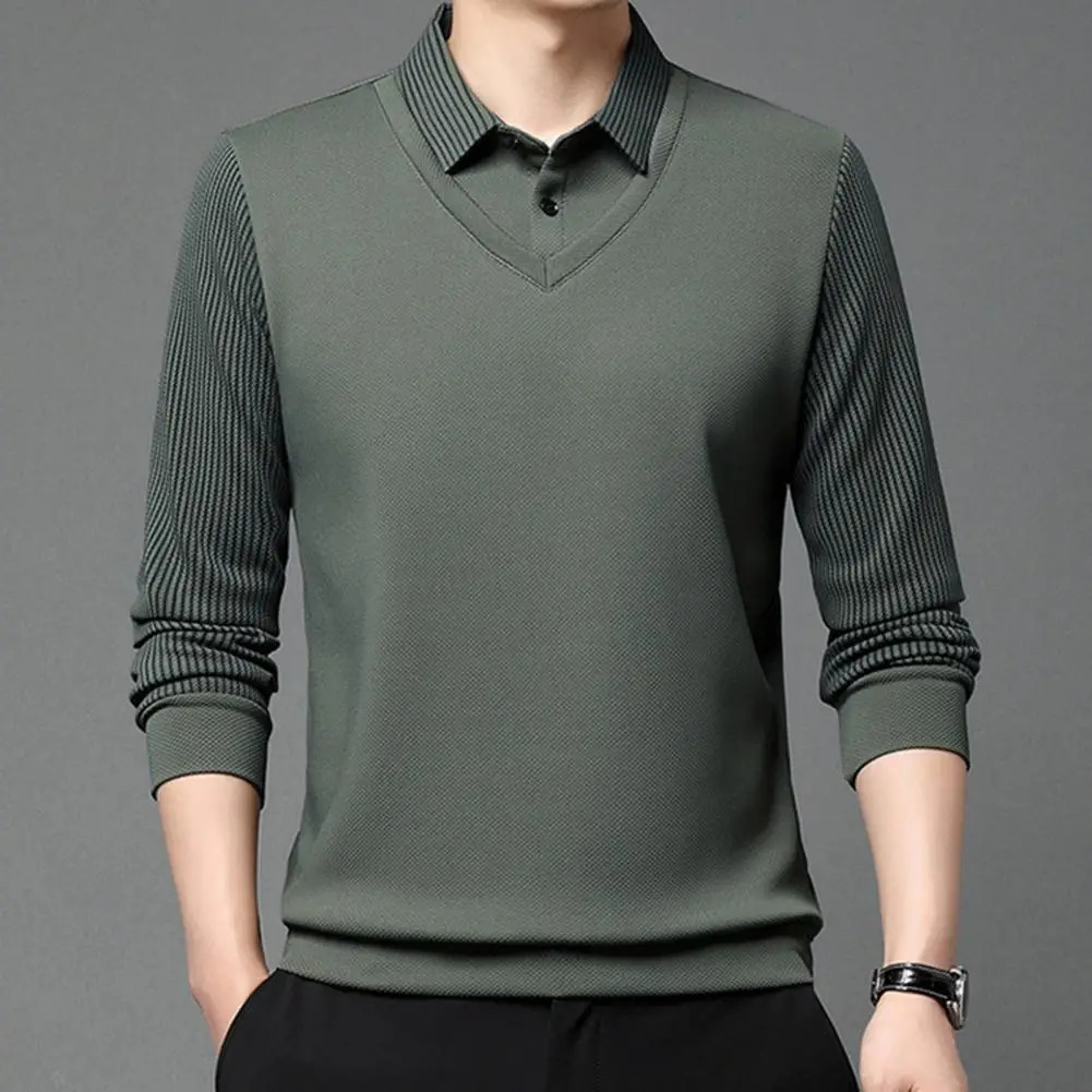 Mens Sweater Winter Thickened Twopiece Casual Shirt Knitting Sweaters men clothing Knitted Underwear Pullover Large 241223Z