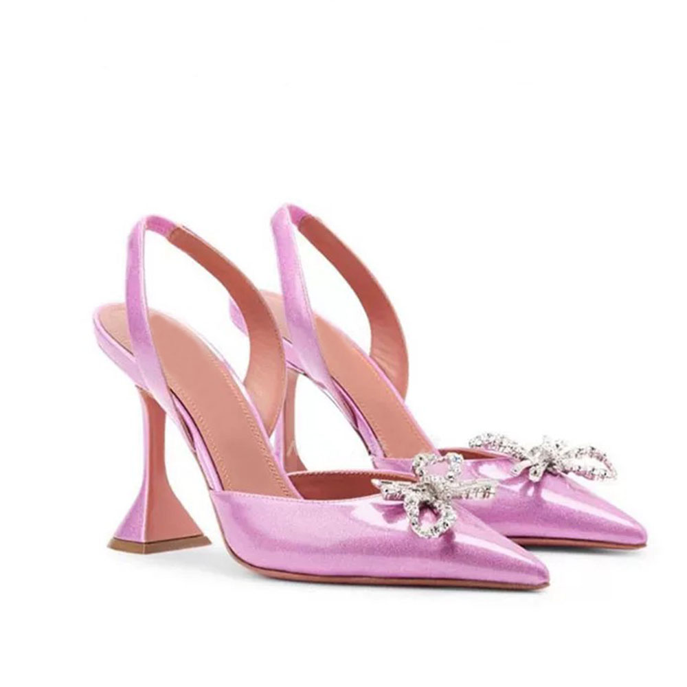 Designer Talons Cristal Embelli Boucle Tache Pompes Chaussures Bobine Talons Sandales Femmes Robe De Luxe Soirée Slingback Sandale Chaussures De