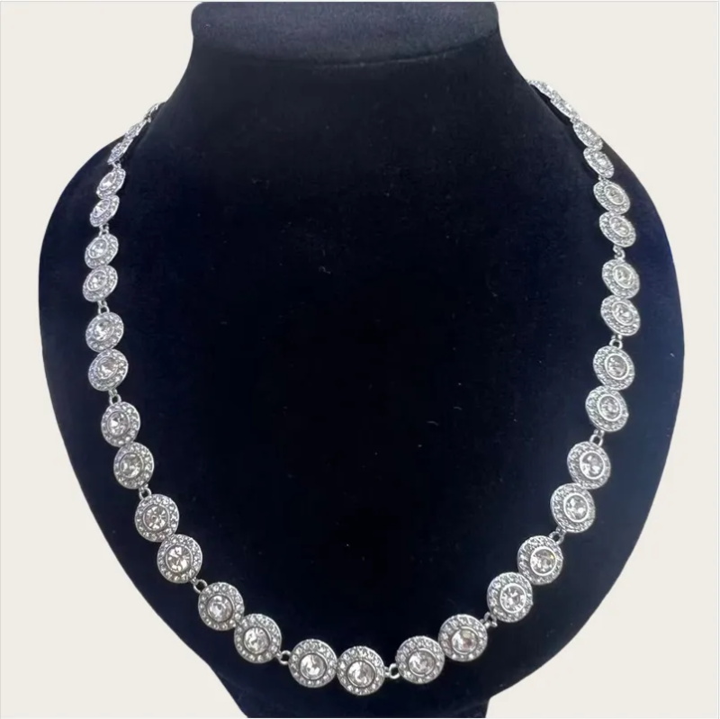 Parure collier et bracelet plaqué or avec pendentif en moissanite pour femme