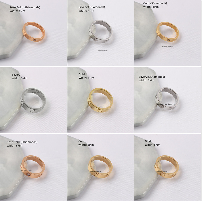 Designer Ring Plain ring Love Rings Womens Couple Jewelry With diamonds Casual Fashion Street red box men Classic Gold Silver Rose Optional Size-image-771971188