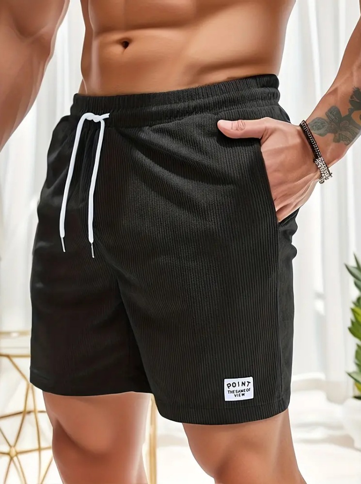 Short en velours côtelé pour hommes été nouveau pantalon de survêtement à lacets de couleur unie simple quatre shorts pantalon de course pour hom