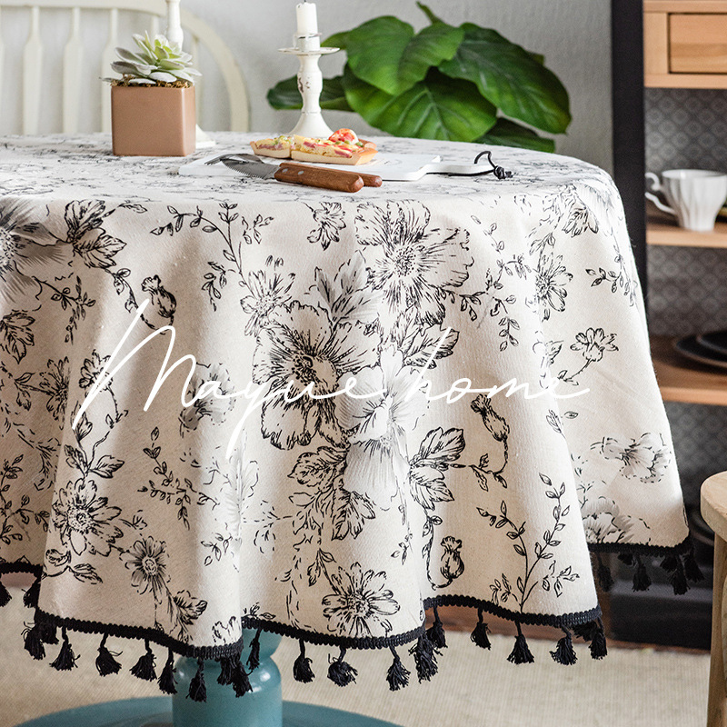 Pastoral Fringed Meal Small Round Table Tablecloth-image-1040395760