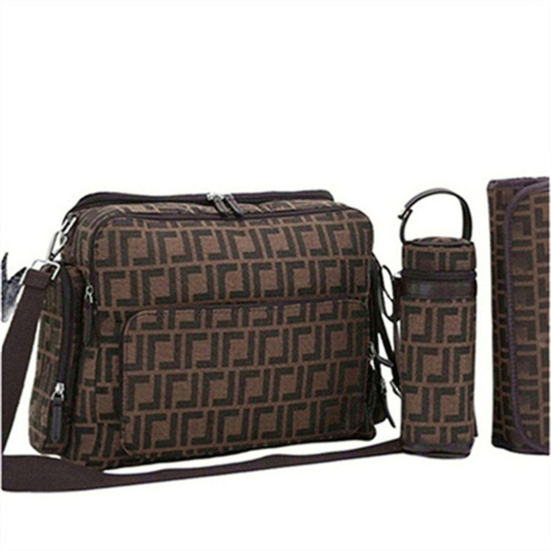 Designer Mommy Bag High Quality Fashion Large capacity baby Printed brown plaid diaper bag 3-piece set I13