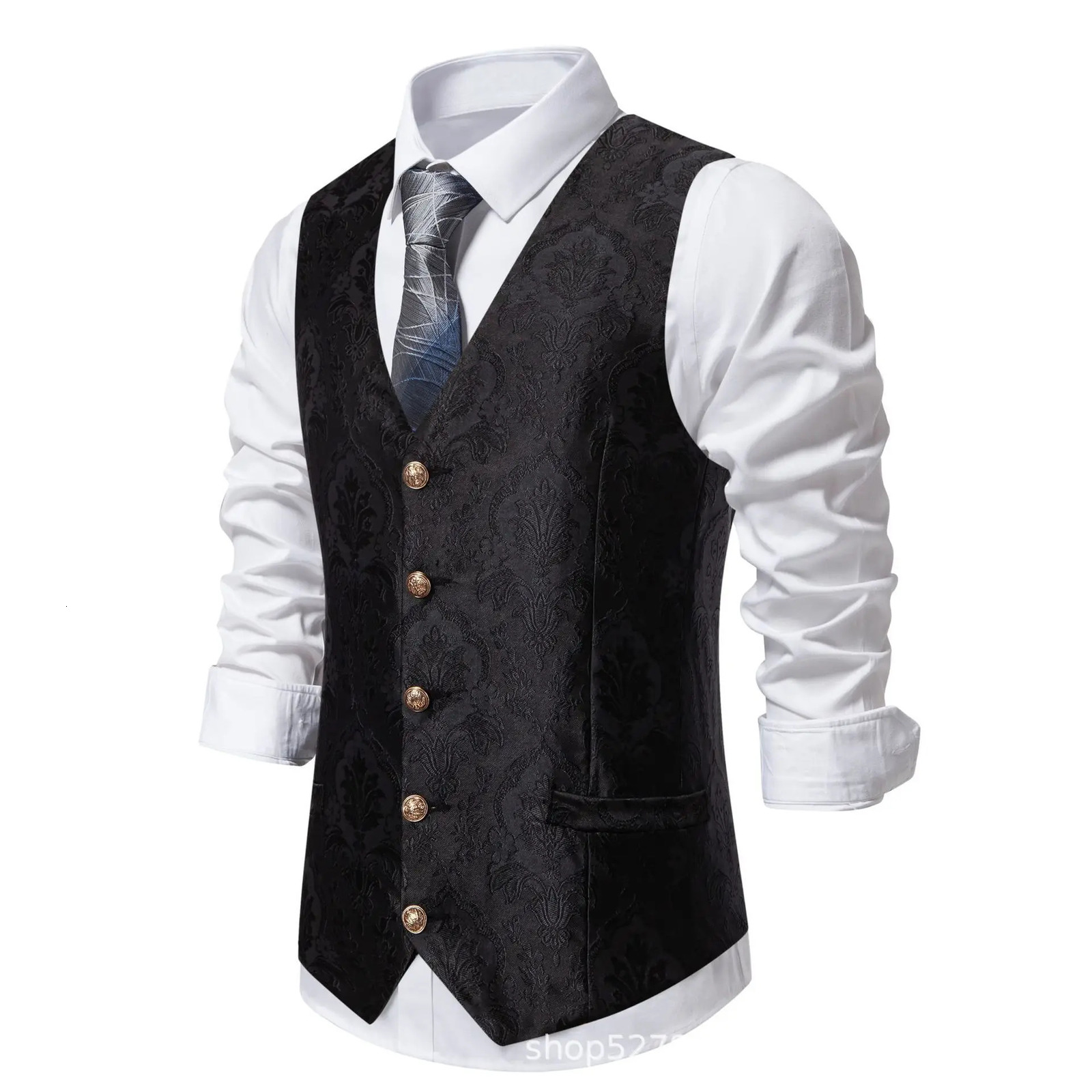 4861 Black White Red Gold Vintage Mens Suit Vest Vneck Single Breasted Waistcoat Formal Loose 241224Z