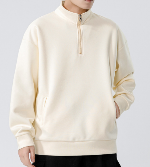 44 Turtleneck Sweatshirt for Men Autumn Winter Thickened Loose Trendy Solid