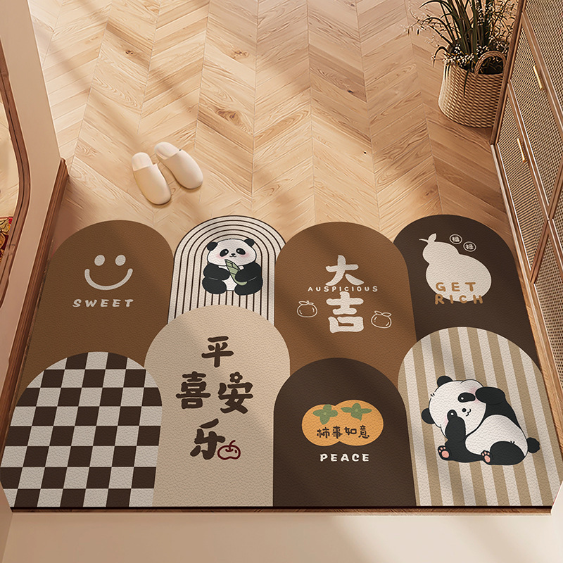 Red Festive Floor Mat Entry Door Dirt Resistant Washable Non Slip Household Entrance Door Leather Foot Mat-image-1040528051