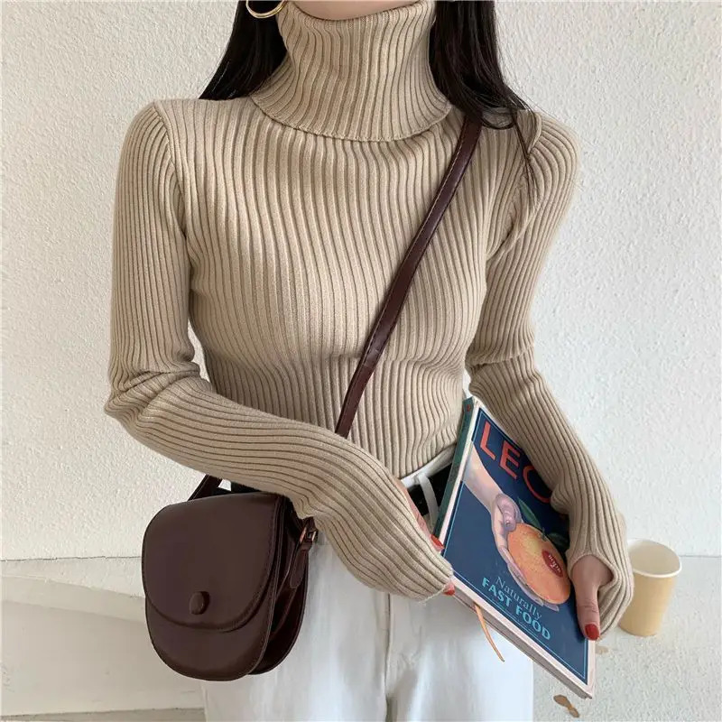 Autumn Winter High Neck Sleeve Refers to a Sweater with a Slim Fit Long Sleeves Womens Clothing That Are Soft Fashion ChicTops 250102BJ