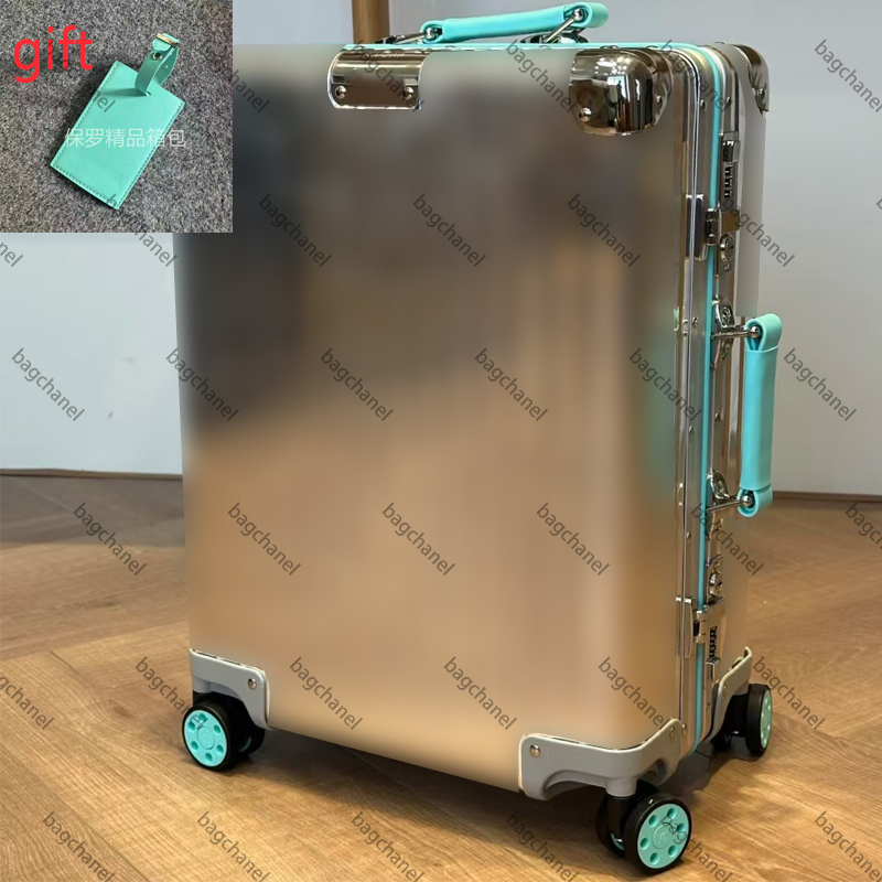 Rim0 designer luggage men fashion suitcase women luggages metal trolley case co-branded boarding box send boarding pass customs lock universal wh-image-1040771246