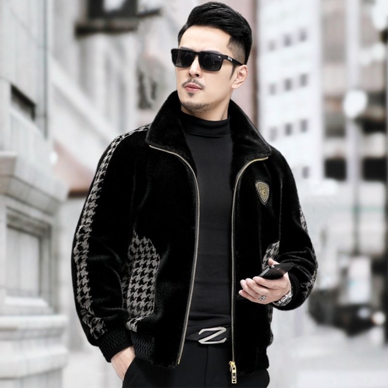 2023 Mens Autumn Winter Genuine Fur Warm Coats Male Stand Collar Casual Jackets Men Short Patchwork Outerwear V138 241223Z