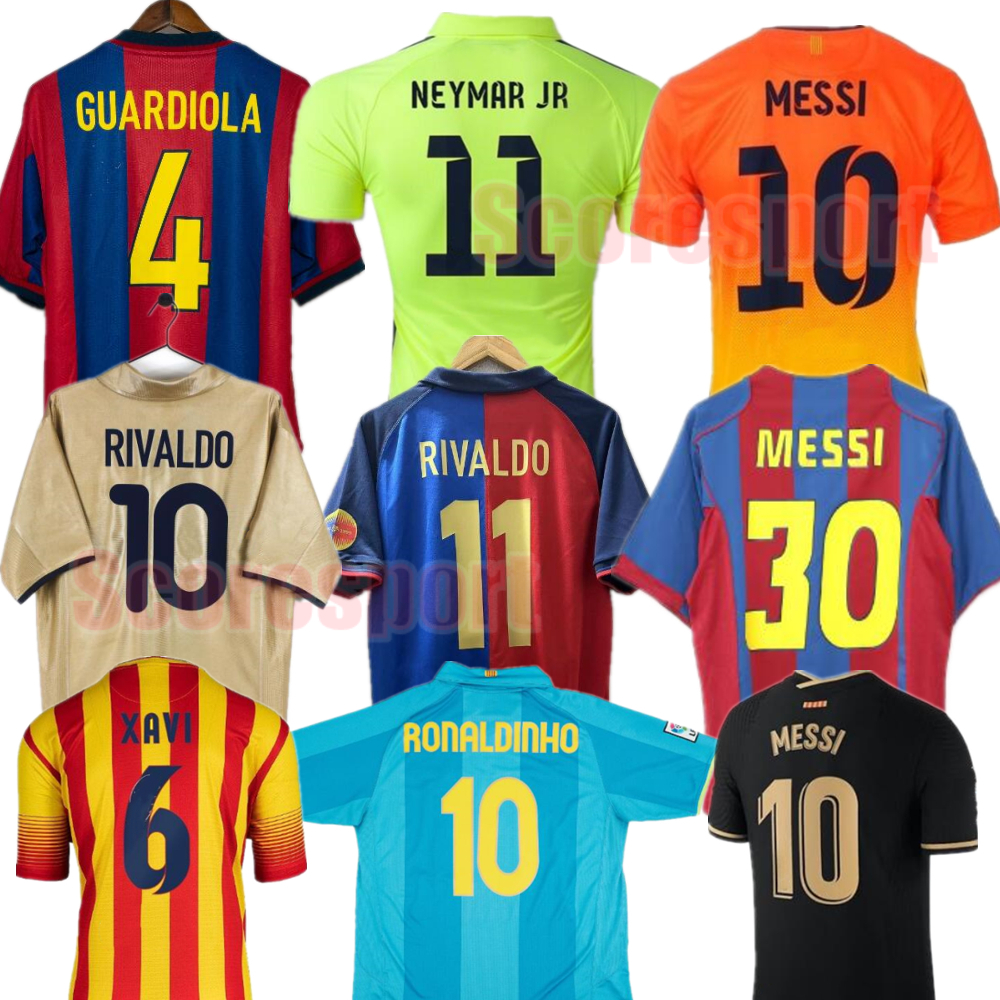 RIVALDO XAVI PUYOL Vintage Soccer Jerseys 99 01 02 03 04 05 GUARDIOLA INIESTA Classic Football Shirts 18 19 20 21 Retro Long sleeve Football Kit-image-947332495
