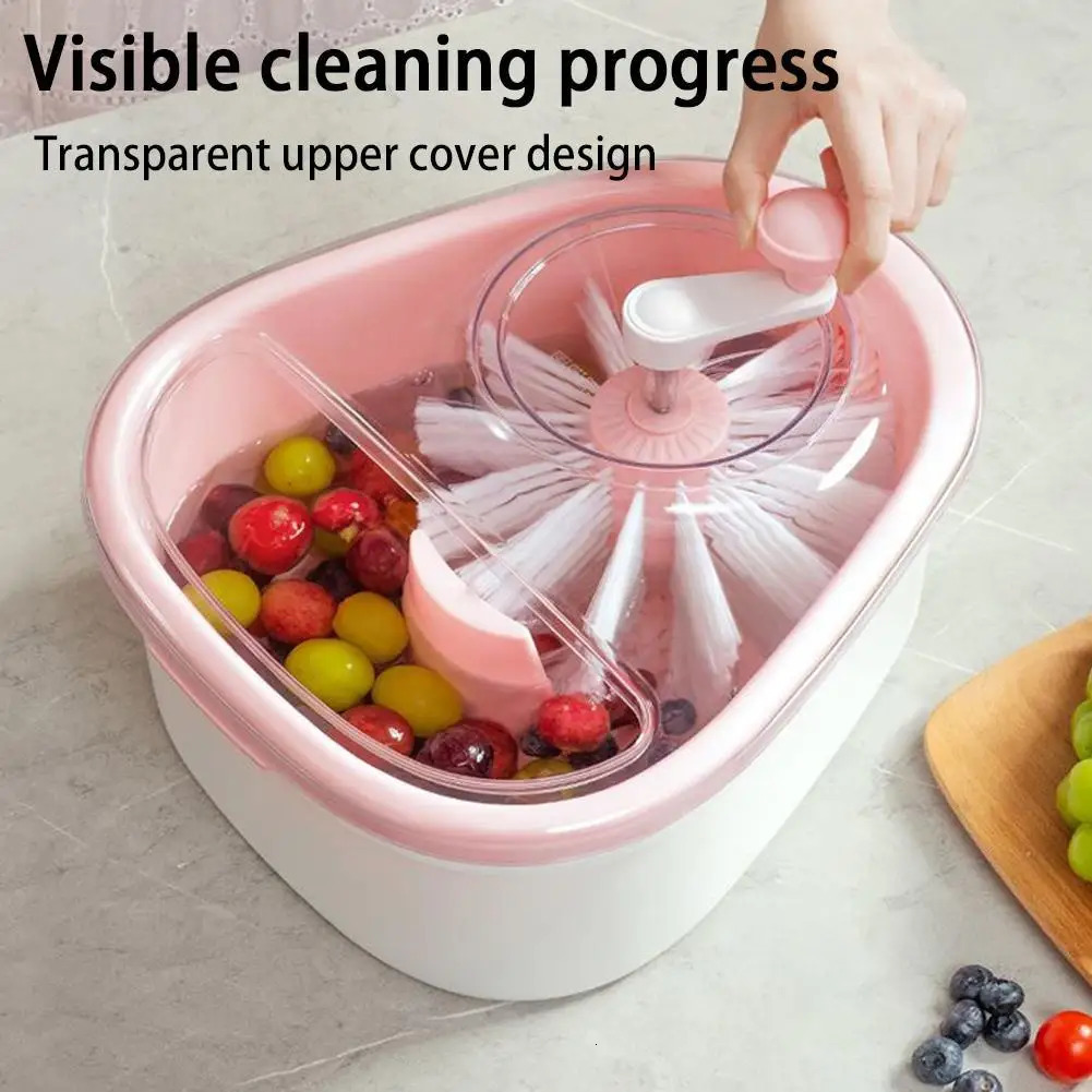 Fruit Vegetable Washing Machine Fruit Washing Spinner Device Vegetable Cleaner Device with Spin Scrubber Brush for Home Kitchen L26106