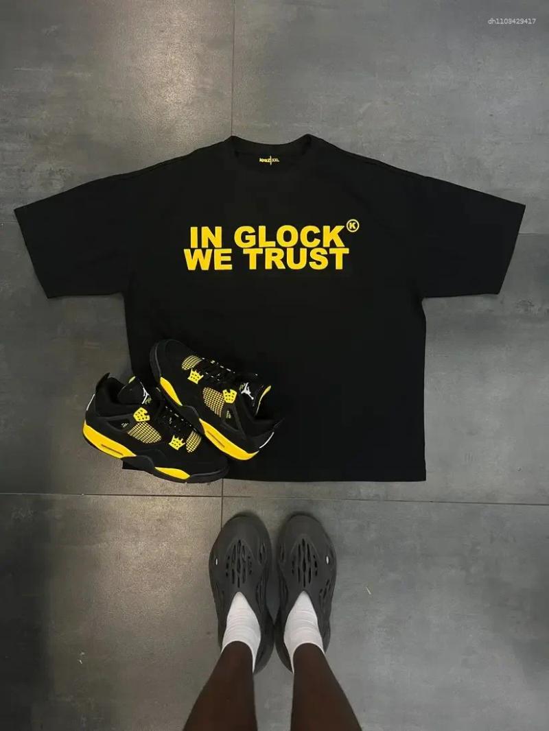 Men's T Shirts NG Cotton Fashion Brand Summer Harajuku IN WE TRUST Letter Print Short Sleeve Men Clothing Graphic