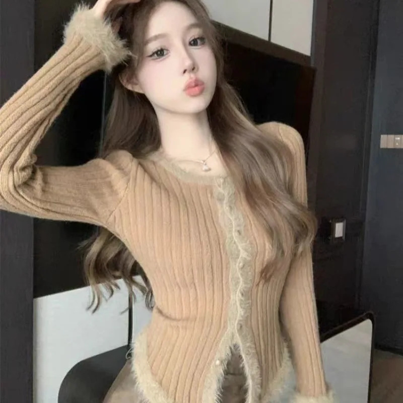 O-neck Slim Knitting Bottoming Shirt Women Autumn Winter Elegant Temperament Solid Color Sweater All-match Casual Knitwear Tops 250102BJ