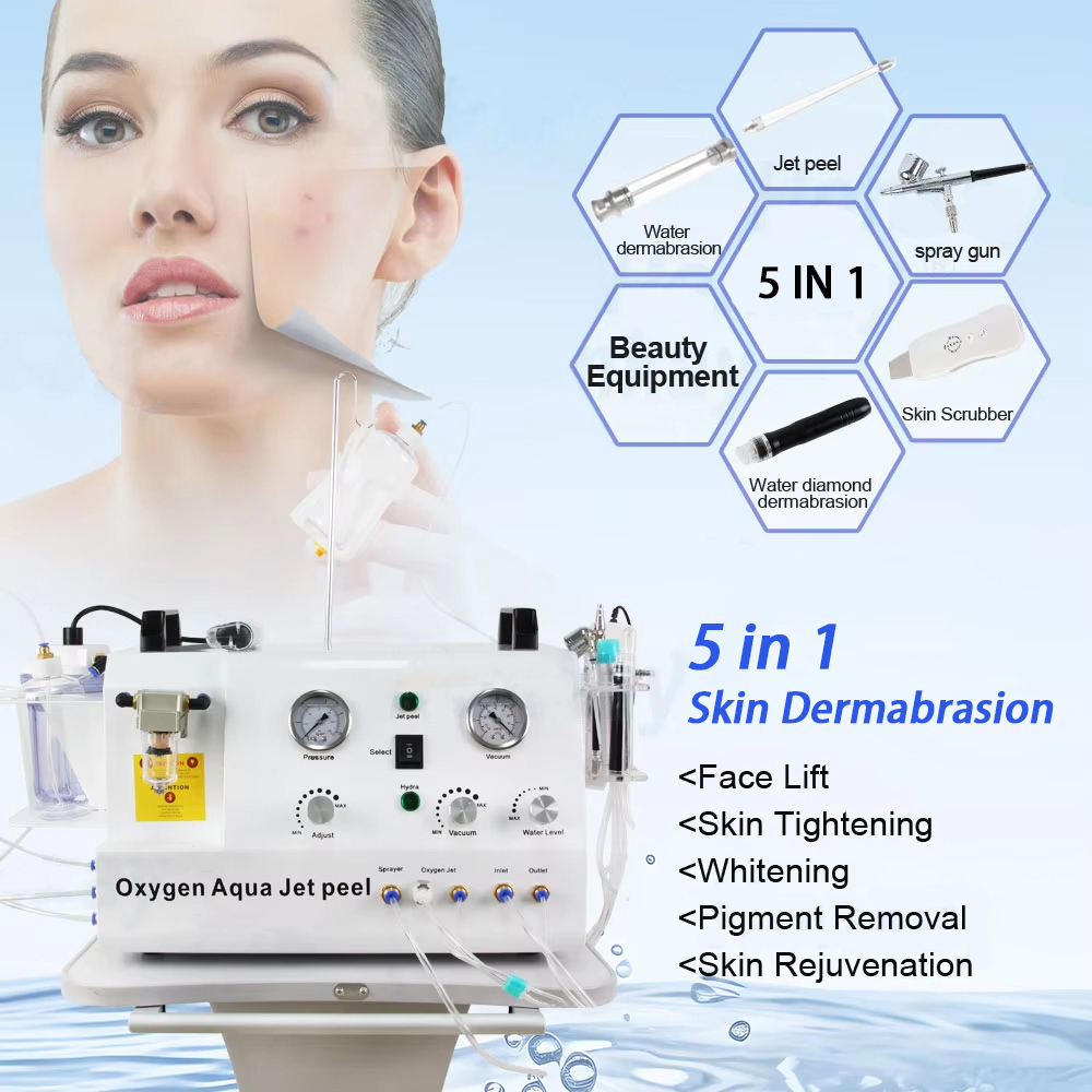Advanced Portable Water + Diamond Dermabrasion Facial Care 5 in 1 Skin Revitalization Face Lifting Aqua Peeling Deep Cleansing Oil Control Machine