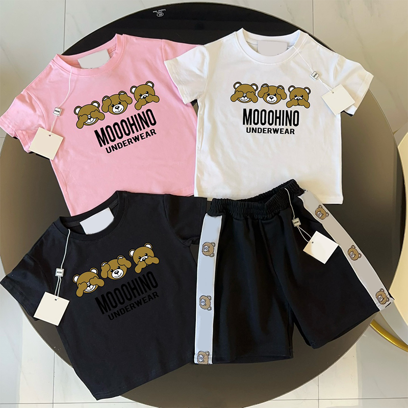 Kids Designer Sets Tshirt Cotton Short Pant Hot Sale Suits Boys Girl Cute Bear Sweatshirts Pants Shorts Suit Tracksuits Optional-image-1040611815