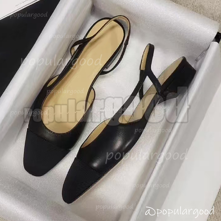 Ballet Flats Paris Brand Designer Heels Shoes High-Heeled Shoe Dress Shoes Women Black Flat Boat Shoe Luxury Lady Leather Loafers Genuine Slingback