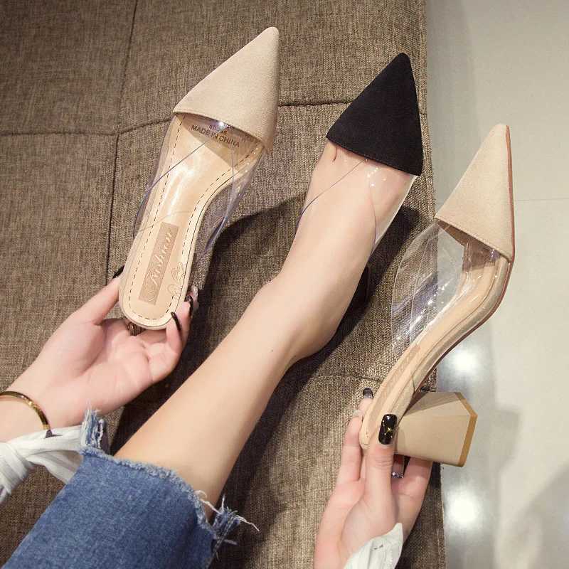 Heel Sandals Summer New Fashion Novelty hot Elegant Wen Designer Thick Sole Transparent Black High H Z250107