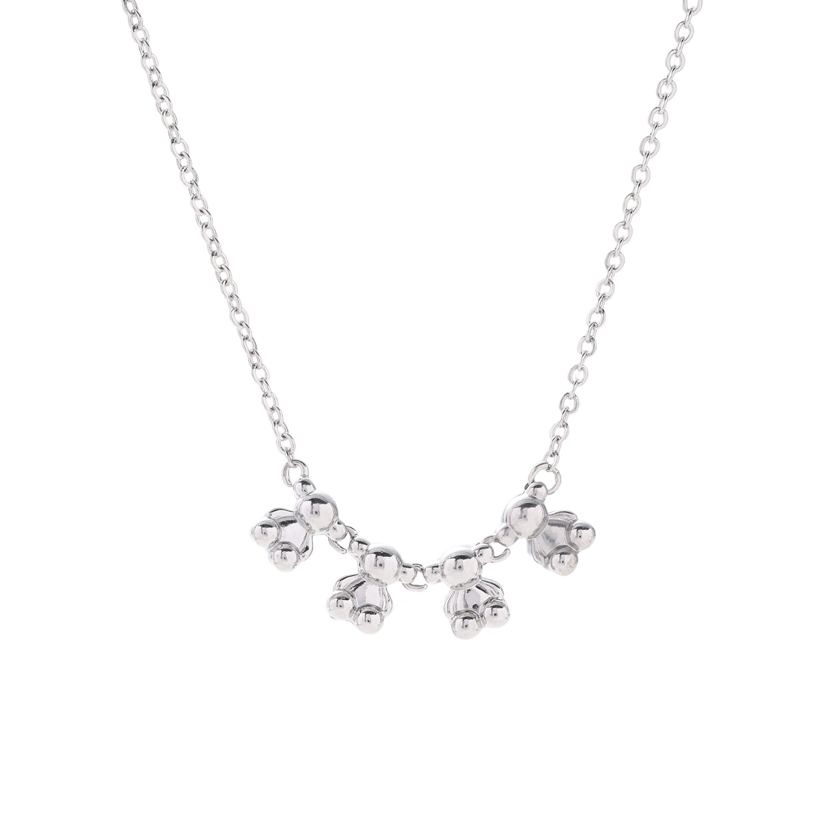 New Fashion Women Silver Gold Stainless Steel Bear Cartoon Animal Pendant Necklace Sets Jewelry-image-1040875358