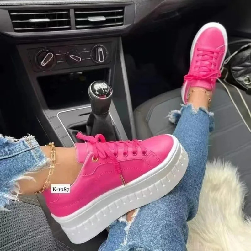 Shoes Casual Shoes for Women Platform Sneakers Solid Color Ladies Footwear Trend Lightweight PU Vulcanized Shoes 250106